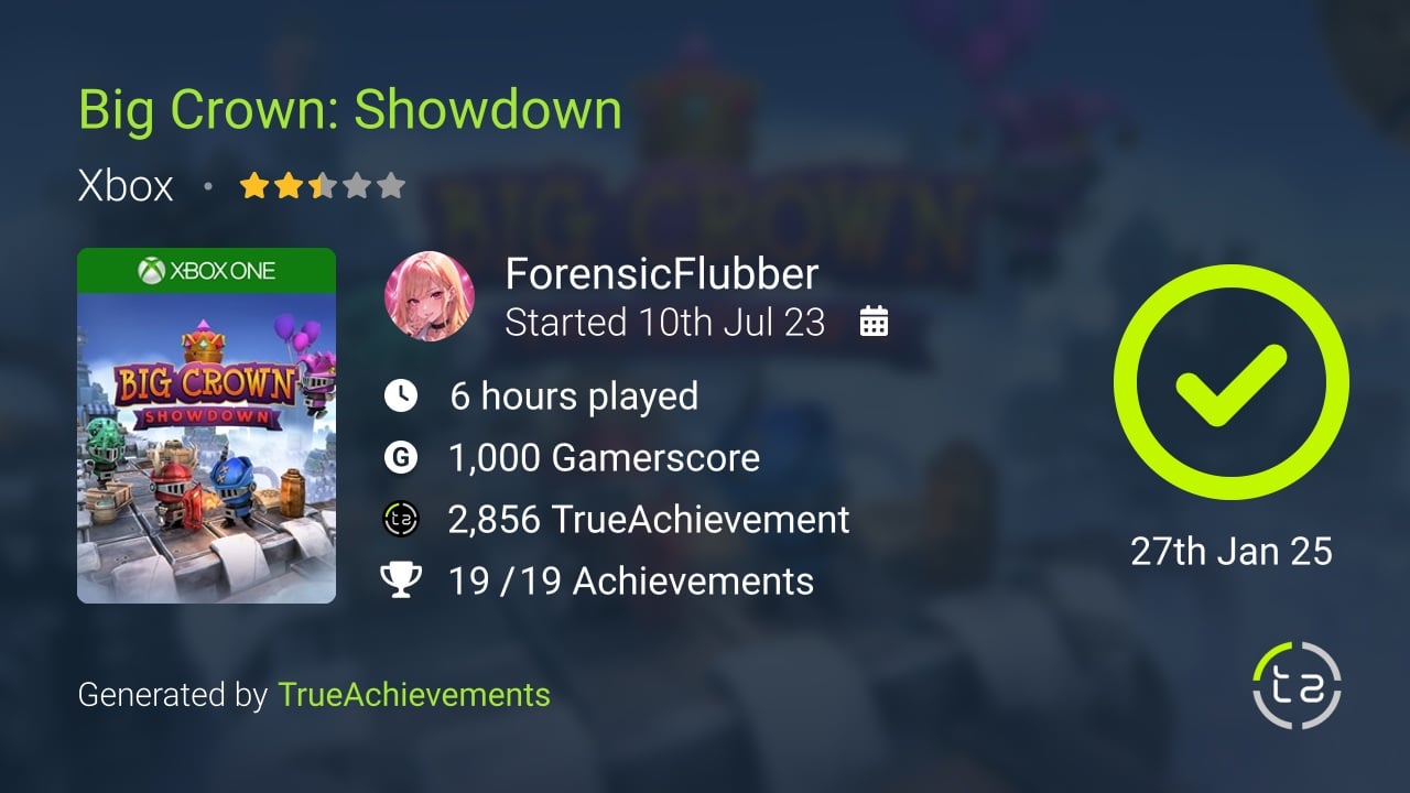 Big Crown Showdown achievement summary